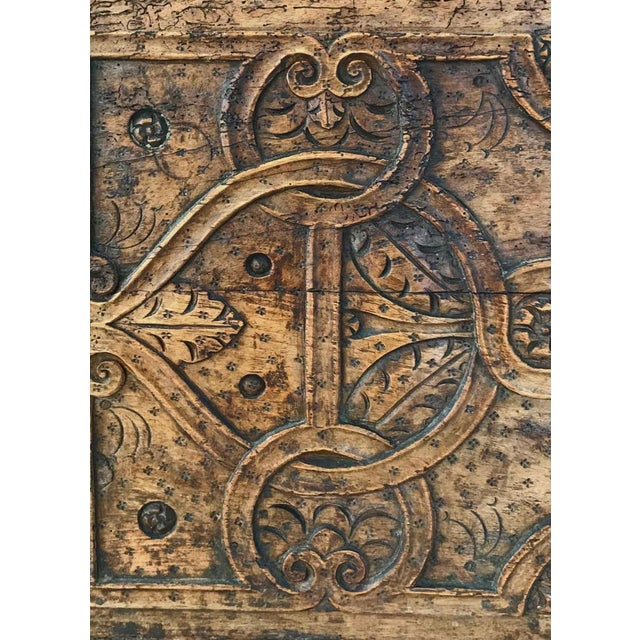 Tan Renaissance Wooden Chest Carved with Vegetal Patter For Sale - Image 8 of 16