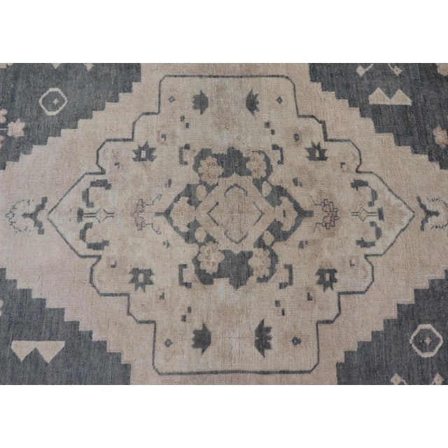 Vintage Turkish Oushak Rug With Elegant Gray and Soft Beige Motifs 5'1 X 6'4 For Sale - Image 11 of 11