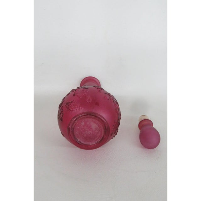 Glass Avon Empty Magenta Glass Bottle With Stopper 1970s Skin So Soft Decanter 4884b For Sale - Image 7 of 9