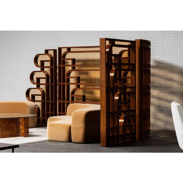 Room Dividers in Walnut and Glass, Italy, 1970, Set of 4 For Sale - Image 3 of 18
