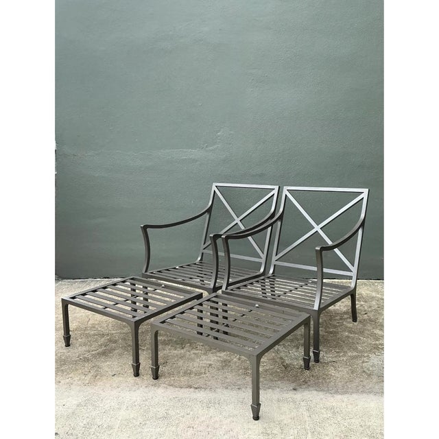 Vintage McKinnon and Harris Cast Aluminum Chairs With Ottomans - A Pair For Sale - Image 16 of 18