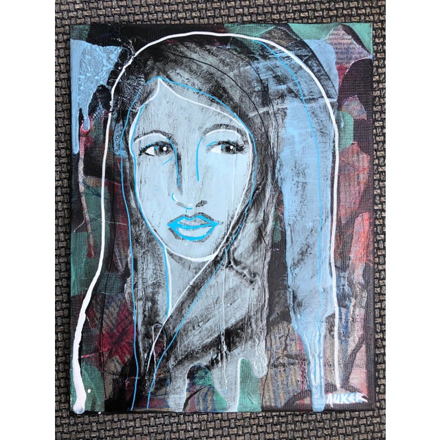 Blue “Amira”, Contemporary Painting on Stretched Canvas by Auker For Sale - Image 8 of 11