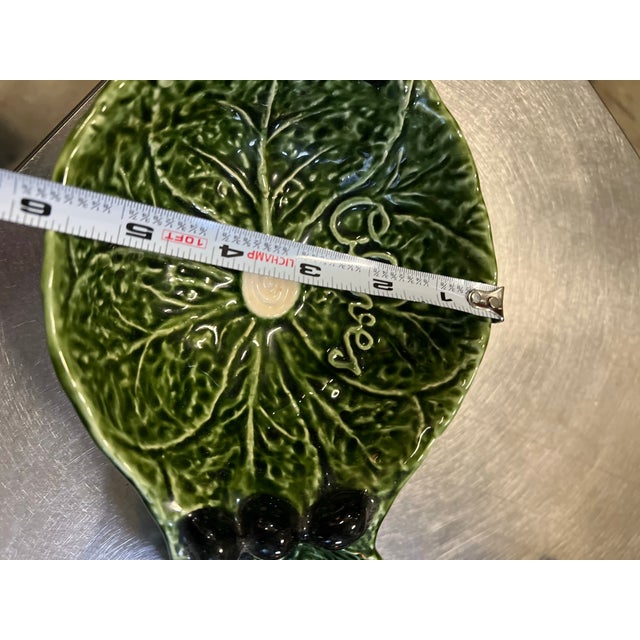 Vintage Portuguese Ceramic Green Olive Dish For Sale In Atlanta - Image 6 of 10
