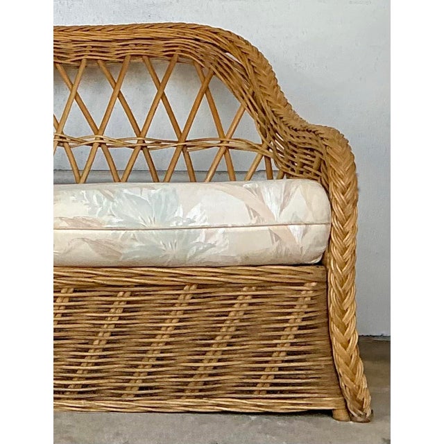 Vintage Braided Rattan 3 Seat Sofa For Sale - Image 11 of 12