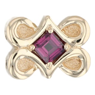 1.25ct Rhodolite Garnet Slide Charm 14k Yellow Gold Vintage January Birthstone For Sale