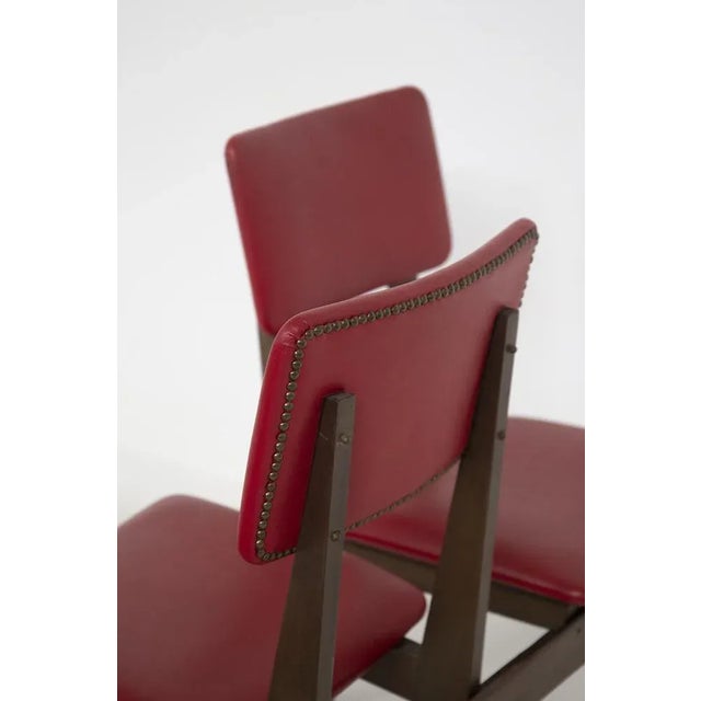 Vintage Italian Bench with 5 Red Leather Seats For Sale - Image 6 of 15