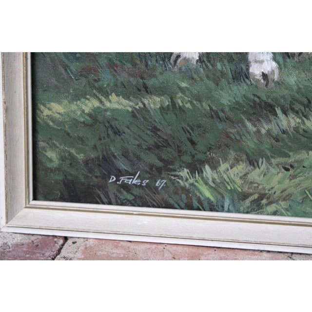 1960s Original Douglas Fales Oil Painting 1967, Oxen Team Pioneer Heritage Art For Sale - Image 5 of 8
