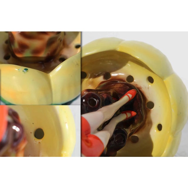 1920s Art Deco Porcelain Flower Frog Depicting a Lady Swimmer Above a Water Lily For Sale - Image 10 of 13