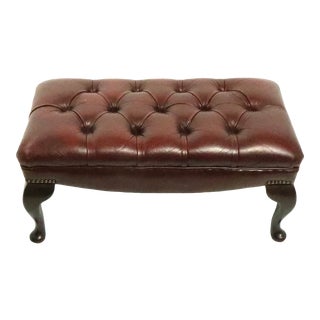 Tufted Leather Ottoman Footrest by Pendragon For Sale