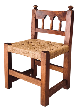 Oak & Rope Travail Populaire Side Chair, Belgium, 1950s