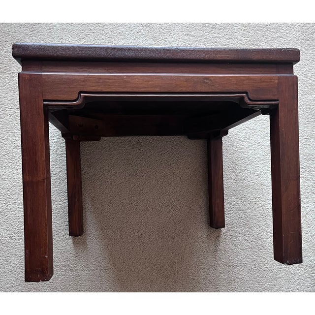 This wonderful Asian Modern vintage low table or stand has sleek lines with a Chinoiserie style. Elm or Mahogany solid...