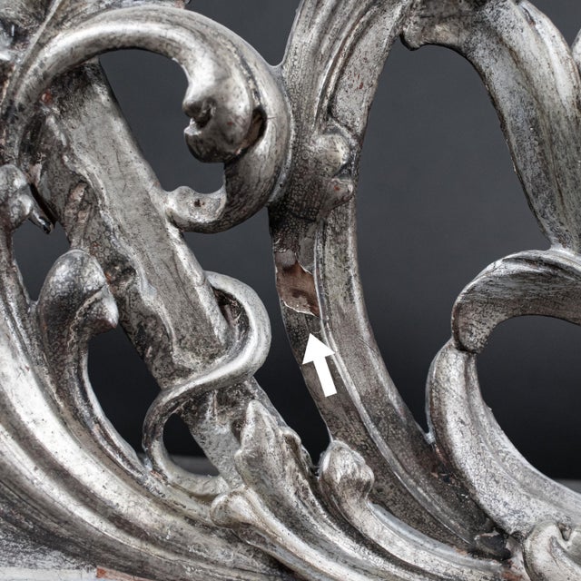 Late 19th Century Large 19th Century Italian Rococo Style Silver‑Leaf Carved Wood Altar Candelabra For Sale - Image 5 of 18