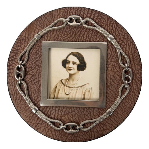 Vintage Nautical Picture Frame with Marine Chains and Leather in the style of Gucci, 1970s For Sale