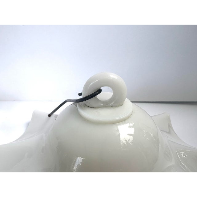 Glass Antique Victorian White Milk Glass Ruffled Hanging Smoke Bells - a Pair For Sale - Image 7 of 12