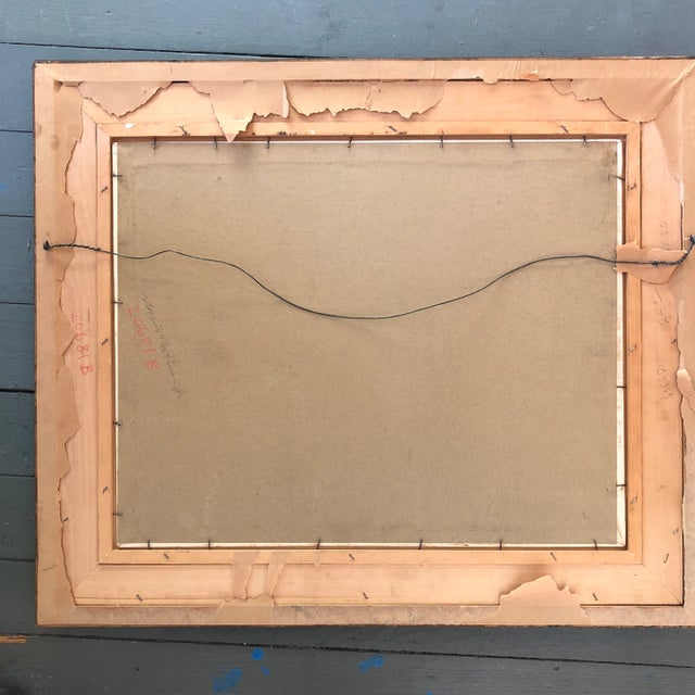 Textile Original Vintage 1960’s Still Life Interior Painting For Sale - Image 7 of 9