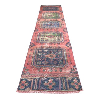 1970s Vintage Turkish Oushak Pastel Runner- 2′5″ × 11′6″ For Sale
