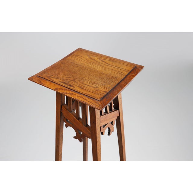 1920s French Art Deco Pedestal Console in Oak, 1920s For Sale - Image 5 of 12