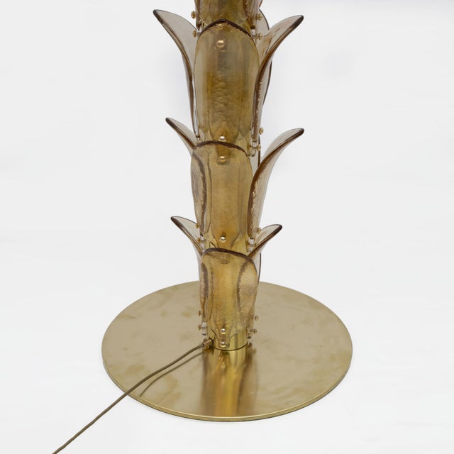 Metal Murano Glass and Brass Palm Tree Floor Lamps from Maestri Muranesi, 1970s, Set of 2 For Sale - Image 7 of 14