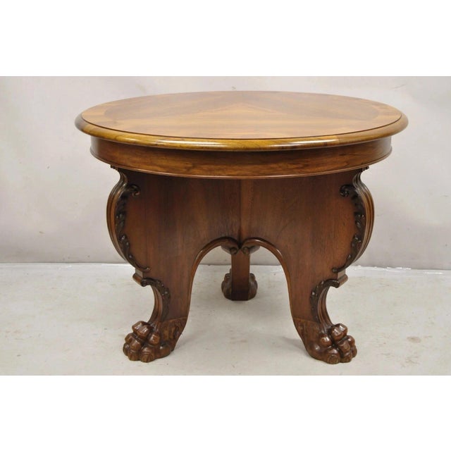 Antique German Renaissance Revival Carved Walnut Paw Feet Round Center Table For Sale - Image 12 of 12