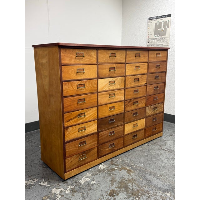 Traditional Thirty Two Drawer Apothecary Wood Cabinet, Vintage For Sale - Image 3 of 12
