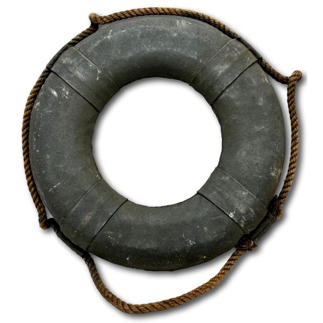 Authentic Antique Early 1900s American Hand Made Canvas & Natural Cork Ships Life Preserver From Cape Cod For Sale - Image 4 of 12