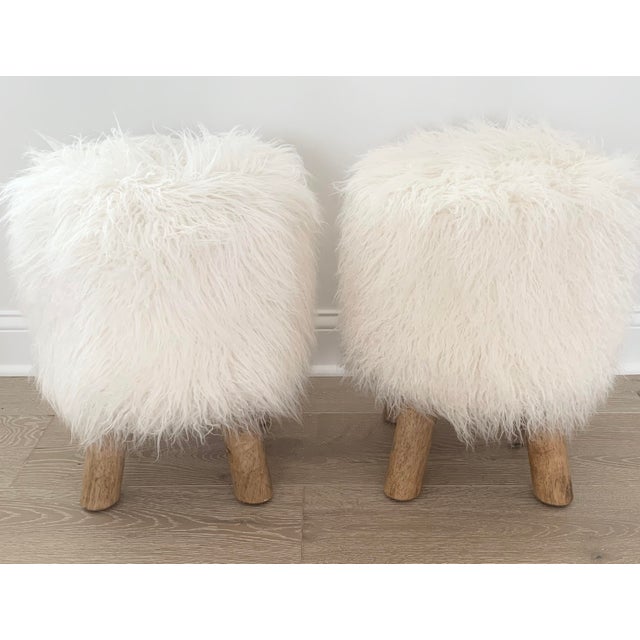 Pottery Barn Mongolian Faux Fur Stools A Pair Chairish