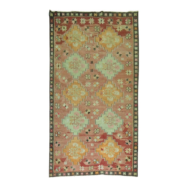 Rustic Vintage Turkish Kilim For Sale