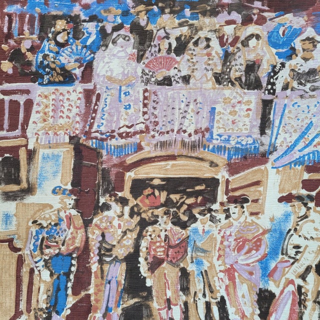 Tapestry with Bullfighting Tend Print by Julián Grau Santos, Spain, 20th Century For Sale - Image 6 of 18