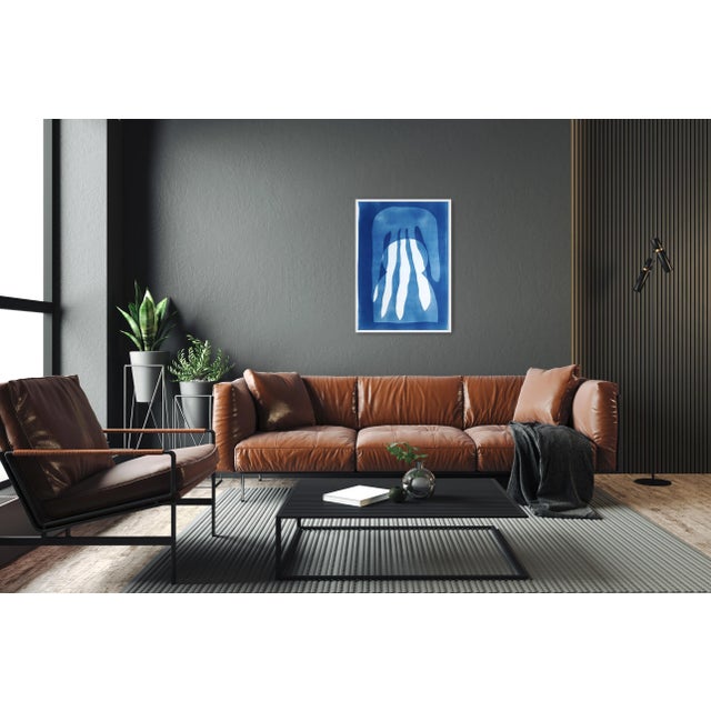 2025, Desert Modernim Inspiration, Monotype in Indigo Blue, Cyanotype on Watercolor Paper by Kind of Cyan For Sale - Image 4 of 8