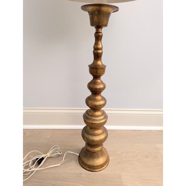 Late 19th Century Antique French Brass Pascal Church Altar Candlestick Lamp 32" For Sale - Image 5 of 15