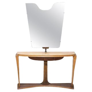Vintage Console With Mirror by Osvaldo Borsani, 1950s For Sale