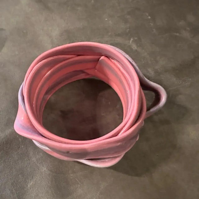 Gaetano Pesce A Vintage 2016 Pink Rubber Bangle Bracelet by Gaetano Pesce for Corsi Design For Sale - Image 4 of 9
