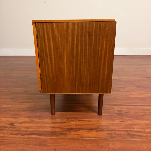 Wood Small Mid-Century Teak Sideboard With Curved Front For Sale - Image 7 of 13