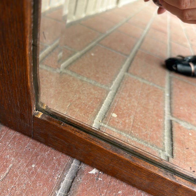 Early 20th Century Hand Carved Oak Wood Mirror Landscape For Sale - Image 5 of 12