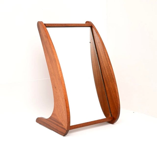 Vintage Table Top Vanity Mirror in Teak, 1950 For Sale - Image 11 of 11