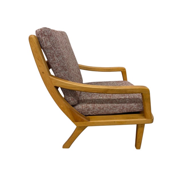 Mid-Century Modern Vintage Heywood Wakefield Style Solid Wood Lounge Chair - Reupholstered! For Sale - Image 3 of 7