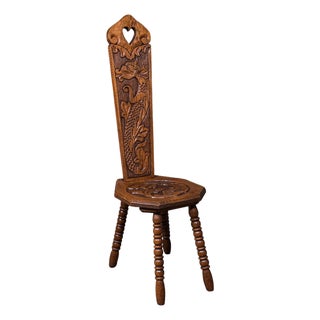 Antique Pembrokeshire Spinning Chair, Welsh, Oak, Work Seat, Stool, Victorian For Sale