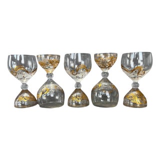 Crystal Magic Flute Glasses by Bjørn Wiinblad for Rosenthal, 1965, Set of 5 For Sale