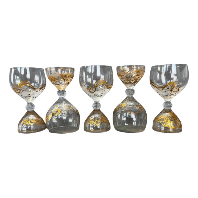 Crystal Magic Flute Glasses by Bjørn Wiinblad for Rosenthal, 1965, Set of 5 For Sale