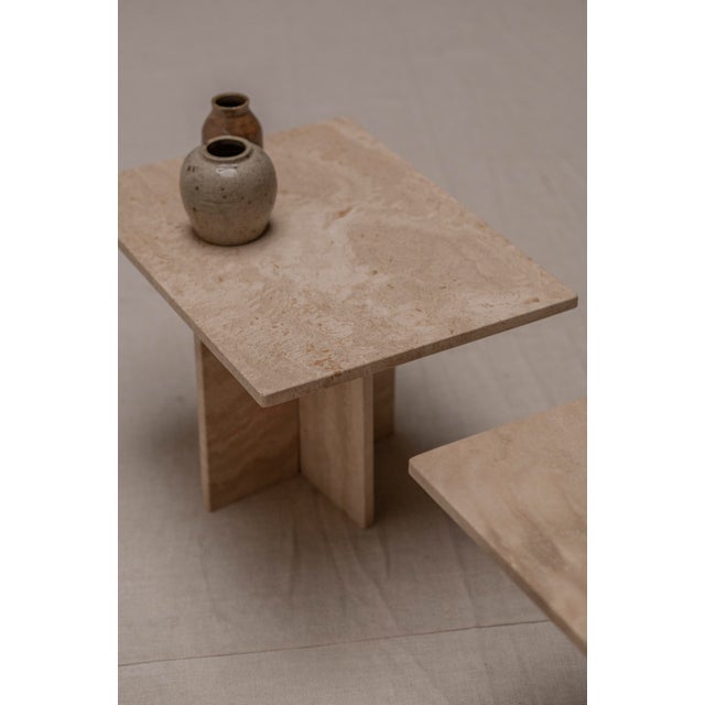 Italian Travertine Side Tables, 1970s., Set of 2 For Sale - Image 4 of 10