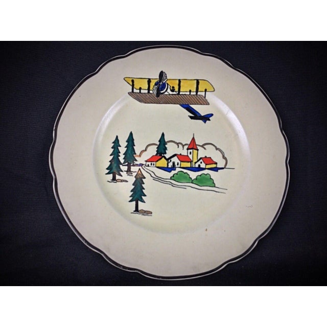 Pair of Antique Hand-Painted Longwy Plates - "Vacance" Design, France For Sale In New York - Image 6 of 6