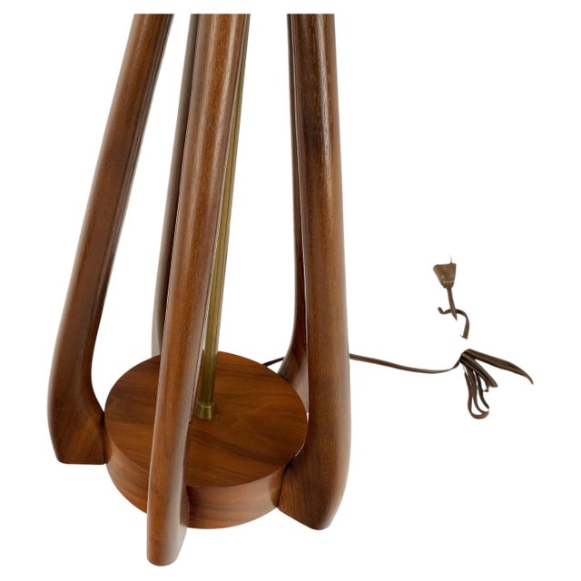 Mid 20th Century Oiled Walnut Mid-Century Modern Carved Sculptured Table Lamps Pearsal Mint - A Pair For Sale - Image 10 of 15