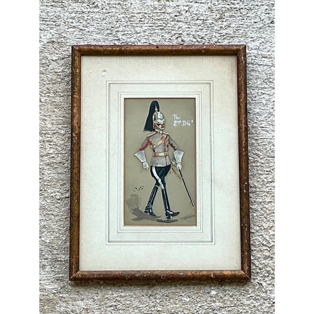 Antique Cavalry Officer Illustration in Wood Frame For Sale - Image 10 of 14