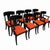Modern set of Klismos style dining chairs. The set consists of 6 armless and 2 captains chairs. The chairs are well made...