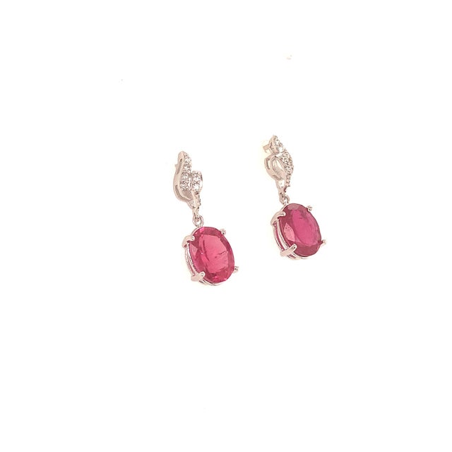 Natural Tourmaline Diamond Earrings 14k Gold 2.34 TCW Certified For Sale - Image 4 of 8