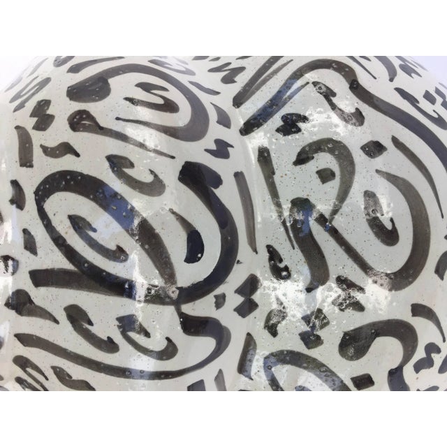 Moroccan Glazed Ceramic Vase From Fez With Arabic Calligraphy Writing For Sale In Palm Springs - Image 6 of 9