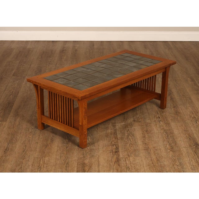 High Quality American Made Stickley Oak Coffee Table Designed In The Arts & Crafts Style. This Piece Features A...