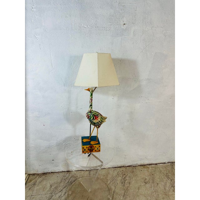 Yellow Folk Art Duck Lamp For Sale - Image 8 of 10