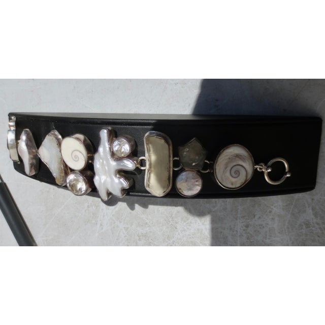 Link Bracelet Signed the Dreamer Pearl,Crystal, Geode For Sale - Image 4 of 8