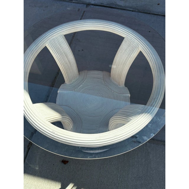 Cerused Pencil Reed Glass Top Side Tables-A Pair For Sale In Palm Springs - Image 6 of 10